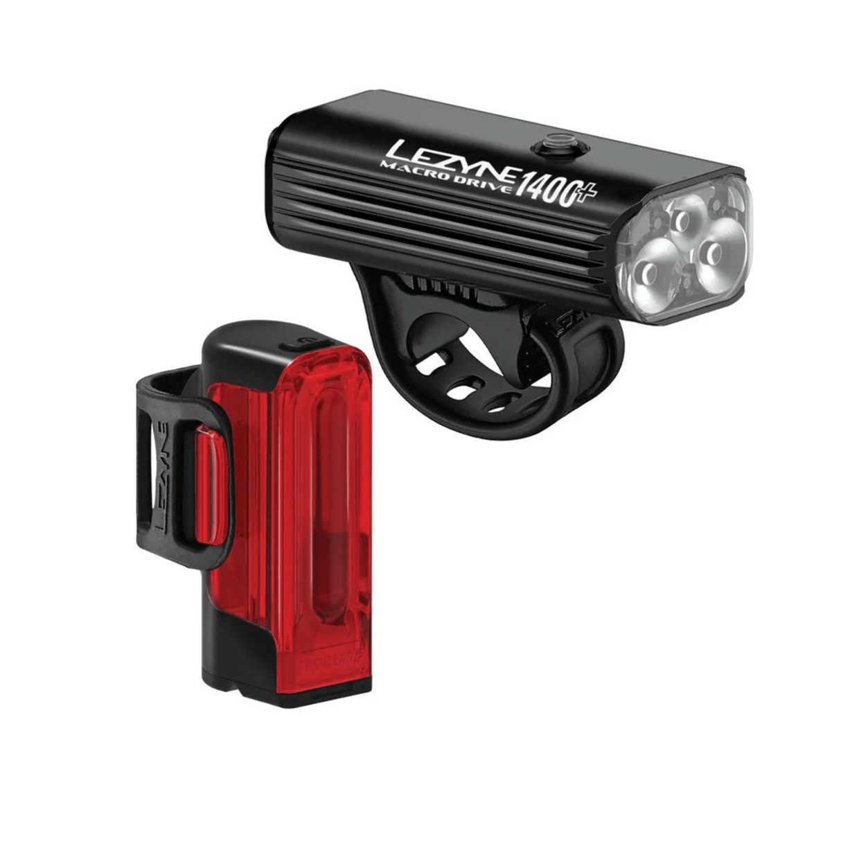 Lezyne Bike Light Front & Rear Pair Macro Drive 1400+ / Strip Drive Pro 400+ Pair LZ1LED4PV1737